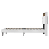 Living Fusion White Vinie Faux Leather Bed with LED