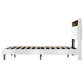 Living Fusion White Vinie Faux Leather Bed with LED