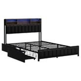 Living Fusion Aly Faux Leather Bed with LED &amp; Drawers