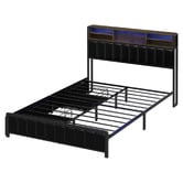 Living Fusion Aly Faux Leather Bed with LED &amp; Drawers