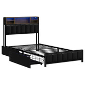 Living Fusion Aly Faux Leather Bed with LED &amp; Drawers