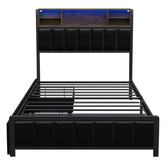 Living Fusion Aly Faux Leather Bed with LED &amp; Drawers