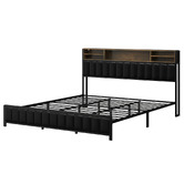 Living Fusion Aly Faux Leather Bed with LED &amp; USB Ports