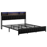 Living Fusion Aly Faux Leather Bed with LED &amp; USB Ports