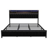 Living Fusion Aly Faux Leather Bed with LED &amp; USB Ports
