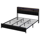 Living Fusion Aly Faux Leather Bed with LED &amp; USB Ports