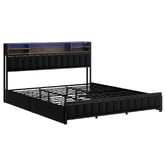Living Fusion Aly Faux Leather Bed with LED &amp; Drawers