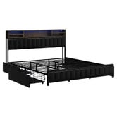 Living Fusion Aly Faux Leather Bed with LED &amp; Drawers