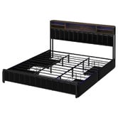 Living Fusion Aly Faux Leather Bed with LED &amp; Drawers
