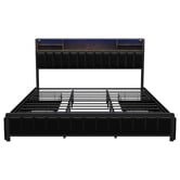Living Fusion Aly Faux Leather Bed with LED &amp; Drawers