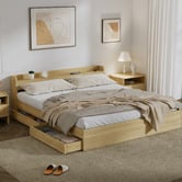 Living Fusion Natural Cassandra Bed with USB Port &amp; Drawers