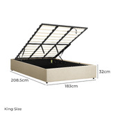 Living Fusion Beige Aldan Gas Lift Storage Bed Base