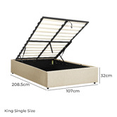 Living Fusion Beige Aldan Gas Lift Storage Bed Base