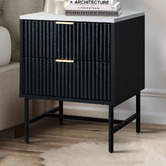 Living Fusion Hammond 2 Drawer Faux Marble Bedside Table