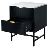 Living Fusion Hammond 2 Drawer Faux Marble Bedside Table