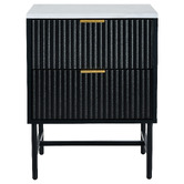 Living Fusion Hammond 2 Drawer Faux Marble Bedside Table