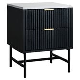 Living Fusion Hammond 2 Drawer Faux Marble Bedside Table