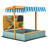 Living Fusion Velen Fir Wood Sandpit with Canopy