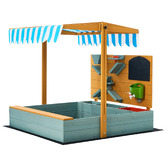 Living Fusion Velen Fir Wood Sandpit with Canopy