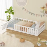 Living Fusion Ludwig Pine Wood Single Bed with Safety Gate