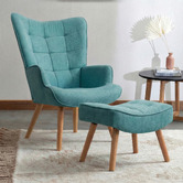 Living Fusion Afton Rubberwood Armchair with Ottoman