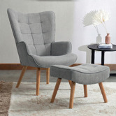 Living Fusion Afton Rubberwood Armchair with Ottoman