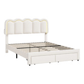 Living Fusion Chloe Velvet Bed Frame with LED &amp; Drawers