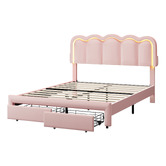 Living Fusion Chloe Velvet Bed Frame with LED &amp; Drawers