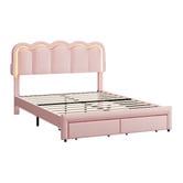 Living Fusion Chloe Velvet Bed Frame with LED &amp; Drawers