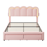 Living Fusion Chloe Velvet Bed Frame with LED &amp; Drawers