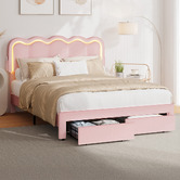 Living Fusion Chloe Velvet Bed Frame with LED &amp; Drawers