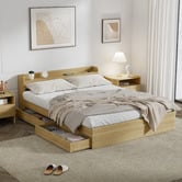 Living Fusion Natural Cassandra Bed with USB Port &amp; Drawers