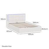 Living Fusion Ceri Boucle Gas Lift Storage Bed with LED