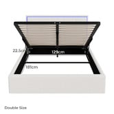 Living Fusion Ceri Boucle Gas Lift Storage Bed with LED