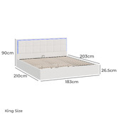 Living Fusion Ceri Boucle Gas Lift Storage Bed with LED