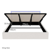 Living Fusion Ceri Boucle Gas Lift Storage Bed with LED