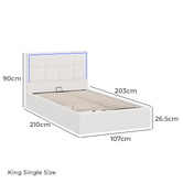 Living Fusion Ceri Boucle Gas Lift Storage Bed with LED