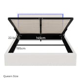 Living Fusion Ceri Boucle Gas Lift Storage Bed with LED