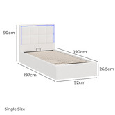 Living Fusion Ceri Boucle Gas Lift Storage Bed with LED
