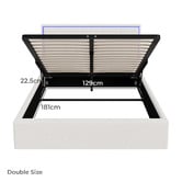 Living Fusion Ceri Boucle Gas Lift Storage Bed with LED