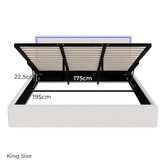 Living Fusion Ceri Boucle Gas Lift Storage Bed with LED