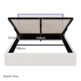 Living Fusion Ceri Boucle Gas Lift Storage Bed with LED