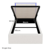 Living Fusion Ceri Boucle Gas Lift Storage Bed with LED