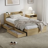 Living Fusion Natural Cassandra Bed with USB Port &amp; Drawers