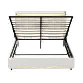 Living Fusion Kiana Faux Leather Gas Lift Storage Bed with LED &amp; Charging Station