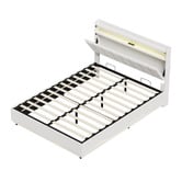 Living Fusion Kiana Faux Leather Gas Lift Storage Bed with LED &amp; Charging Station
