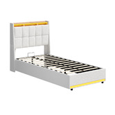 Living Fusion Ophelia Boucle Gas Lift Storage Bed with LED