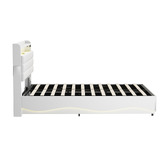 Living Fusion Kiana Faux Leather Gas Lift Storage Bed with LED &amp; Charging Station