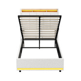 Living Fusion Ophelia Boucle Gas Lift Storage Bed with LED