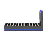 Living Fusion Marcel Upholstered Gas Lift Storage Bed with LED &amp; Charging Station